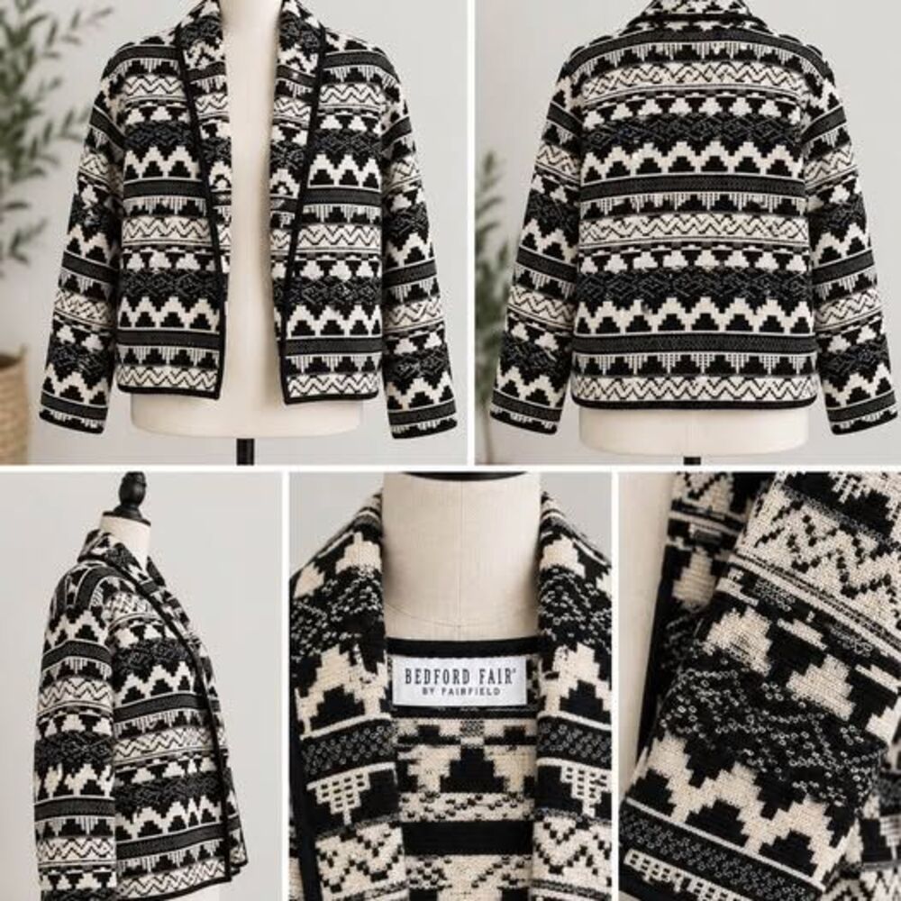 Vintage Bedford Fair Lifestyles Tapestry Jacket M Southwestern Aztec 90s